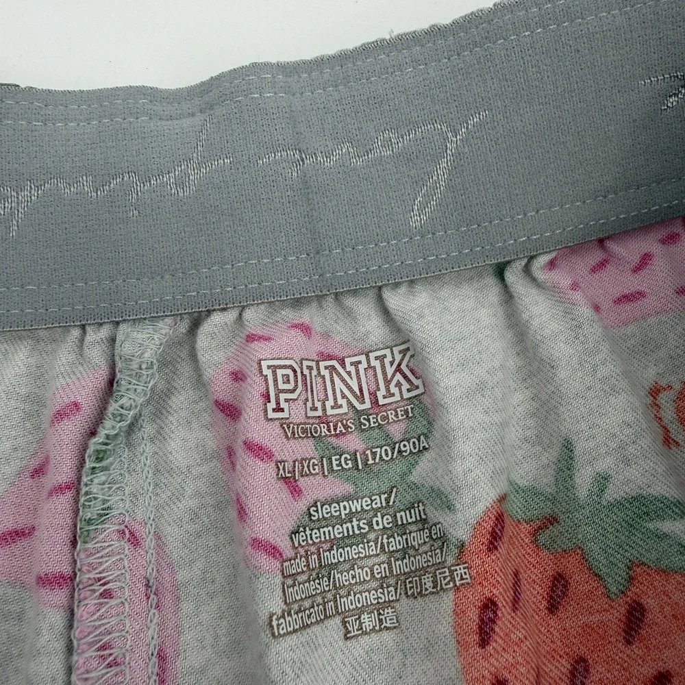 Victoria's Secret PINK Strawberry‎ Gray Pajama Boxer Shorts XL